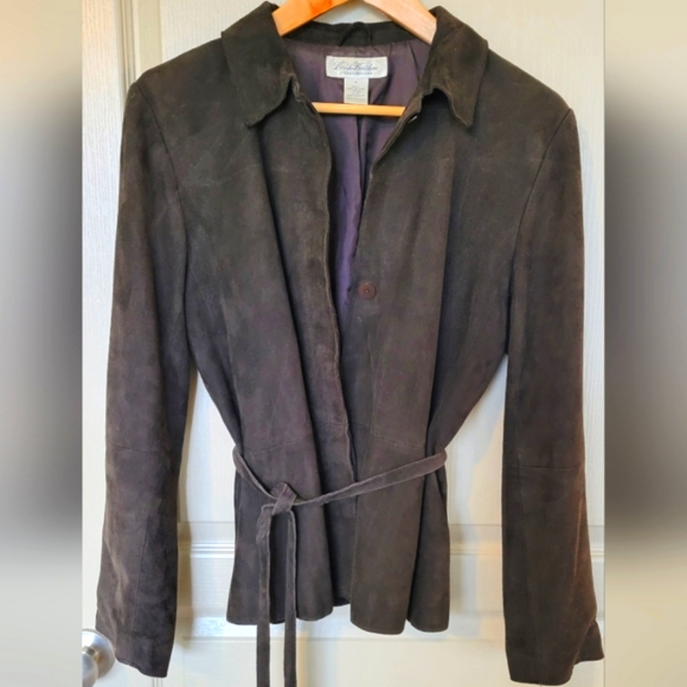BROOKS BROTHERS Chocolate Brown Suede Jacket Coat Vintage